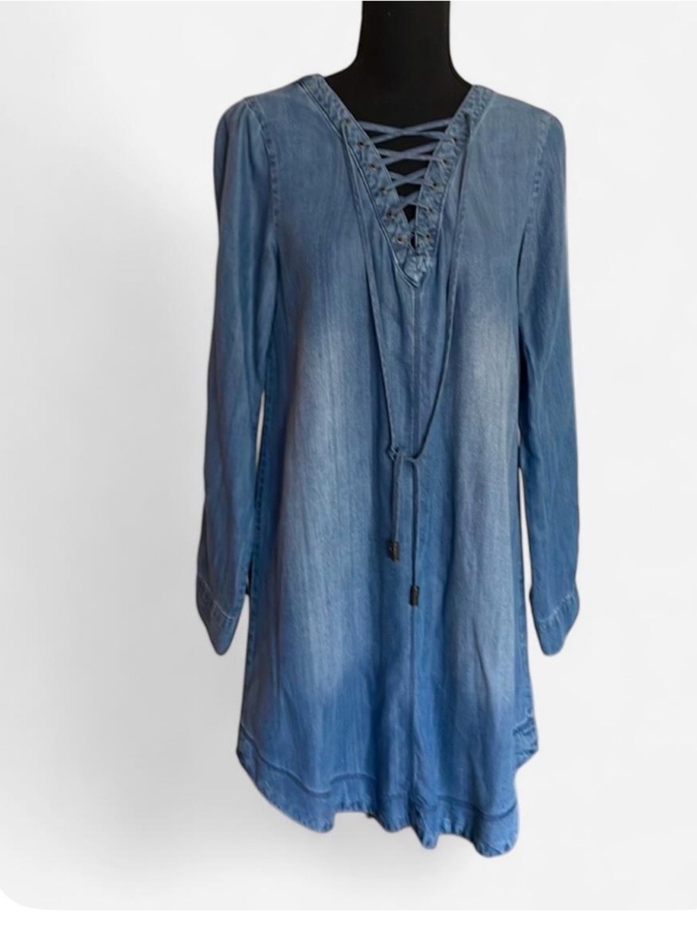 Altar’d state Medium Wash Tunic Dress Size S Denim Pullover Style Boho Festival